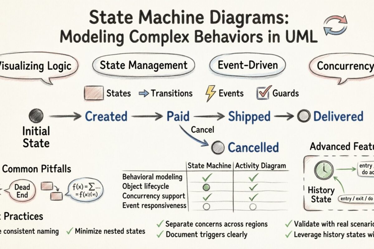 UML-Leitfaden: Zustandsmaschinen-Diagramme – Modellierung komplexer Verhaltensweisen