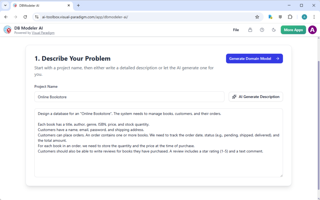 Online Bookstore Architecture: Streamlining Design with DB Modeler AI