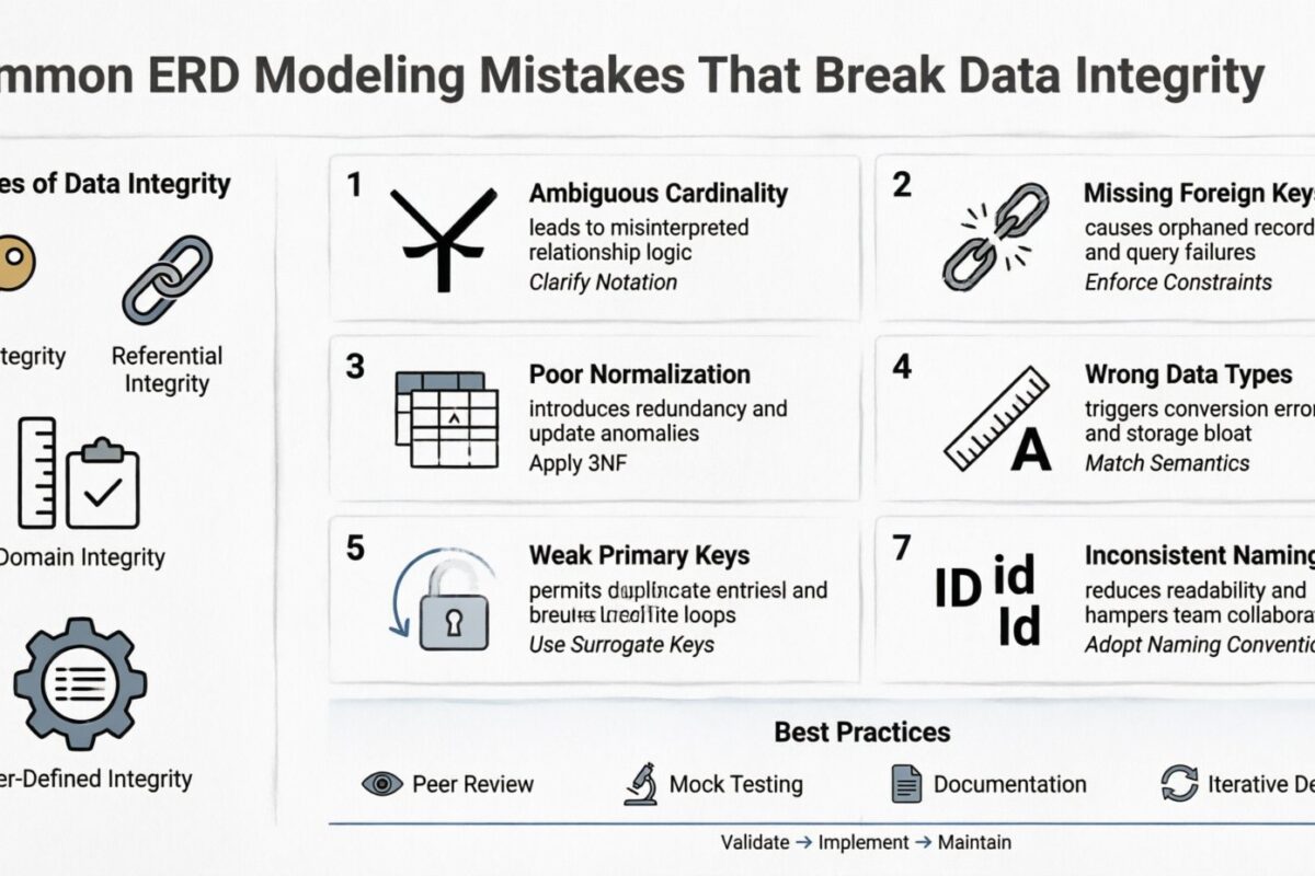 Errores comunes en el modelado de diagramas de relaciones de entidades que conducen a violaciones de integridad de datos