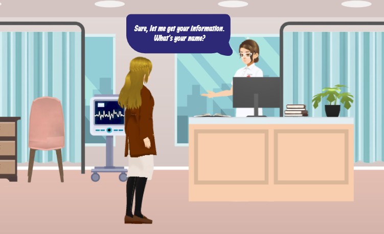 Hoạt hình một cảnh tiếp tân y tế với AniFuzion