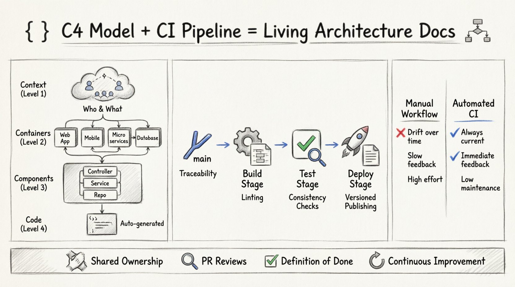 Embedding C4 Practices into Continuous Integration Pipelines