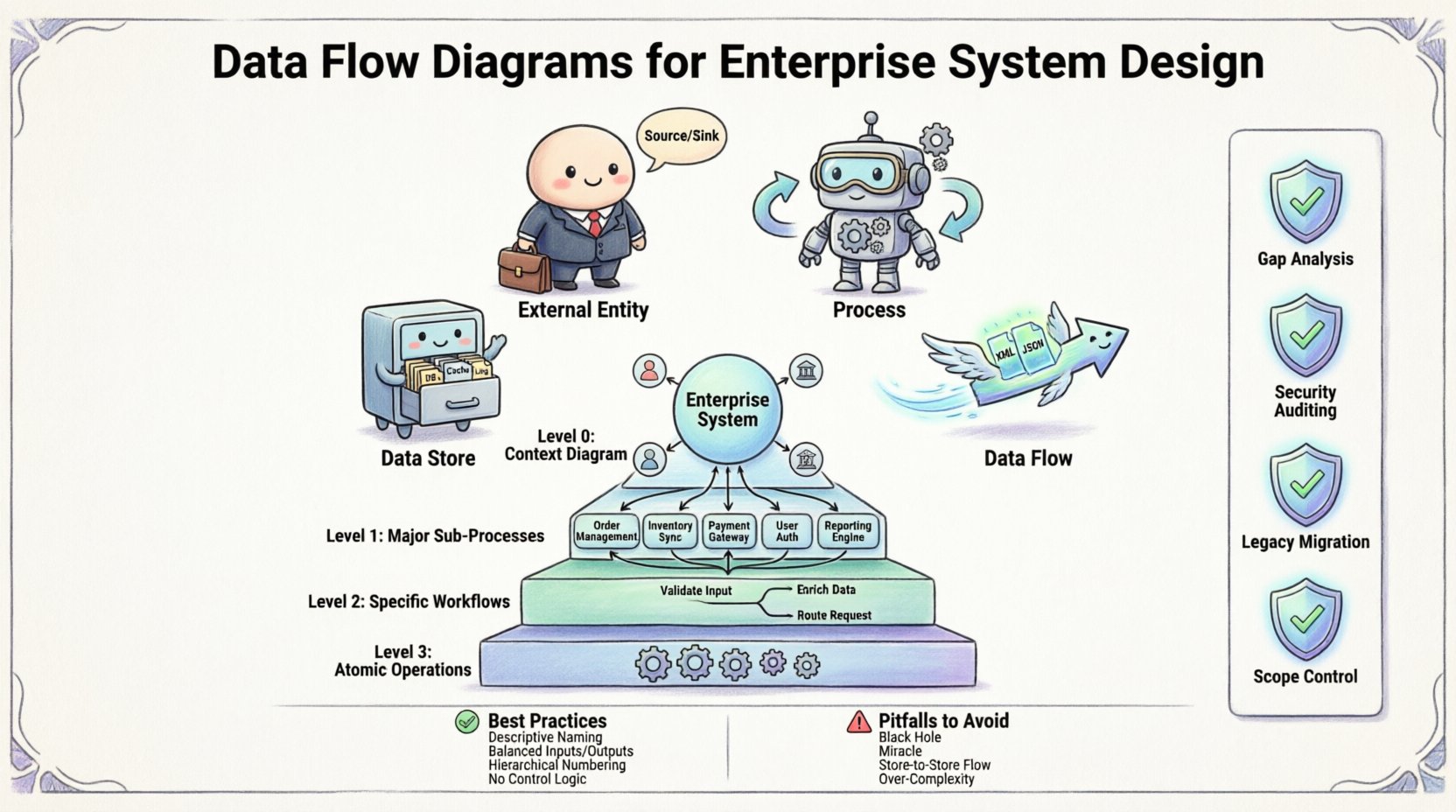 Data Flow Diagrams for Enterprise System Design