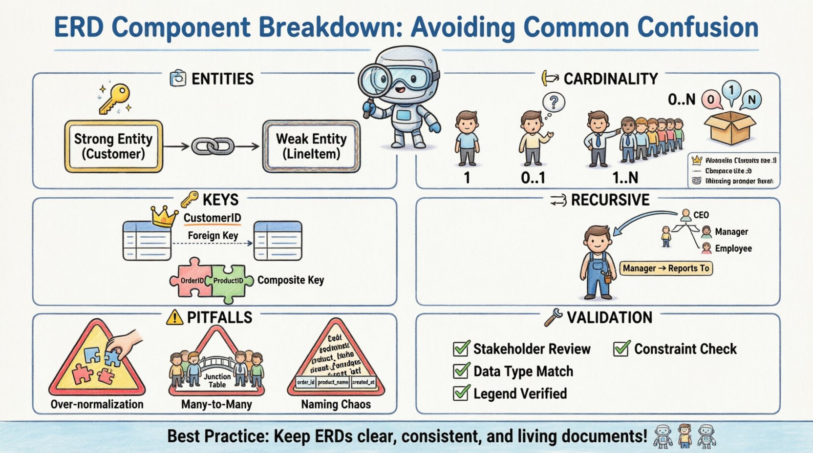 Component Breakdown of Entity Relationship Diagram Elements That Most Often Cause Confusion
