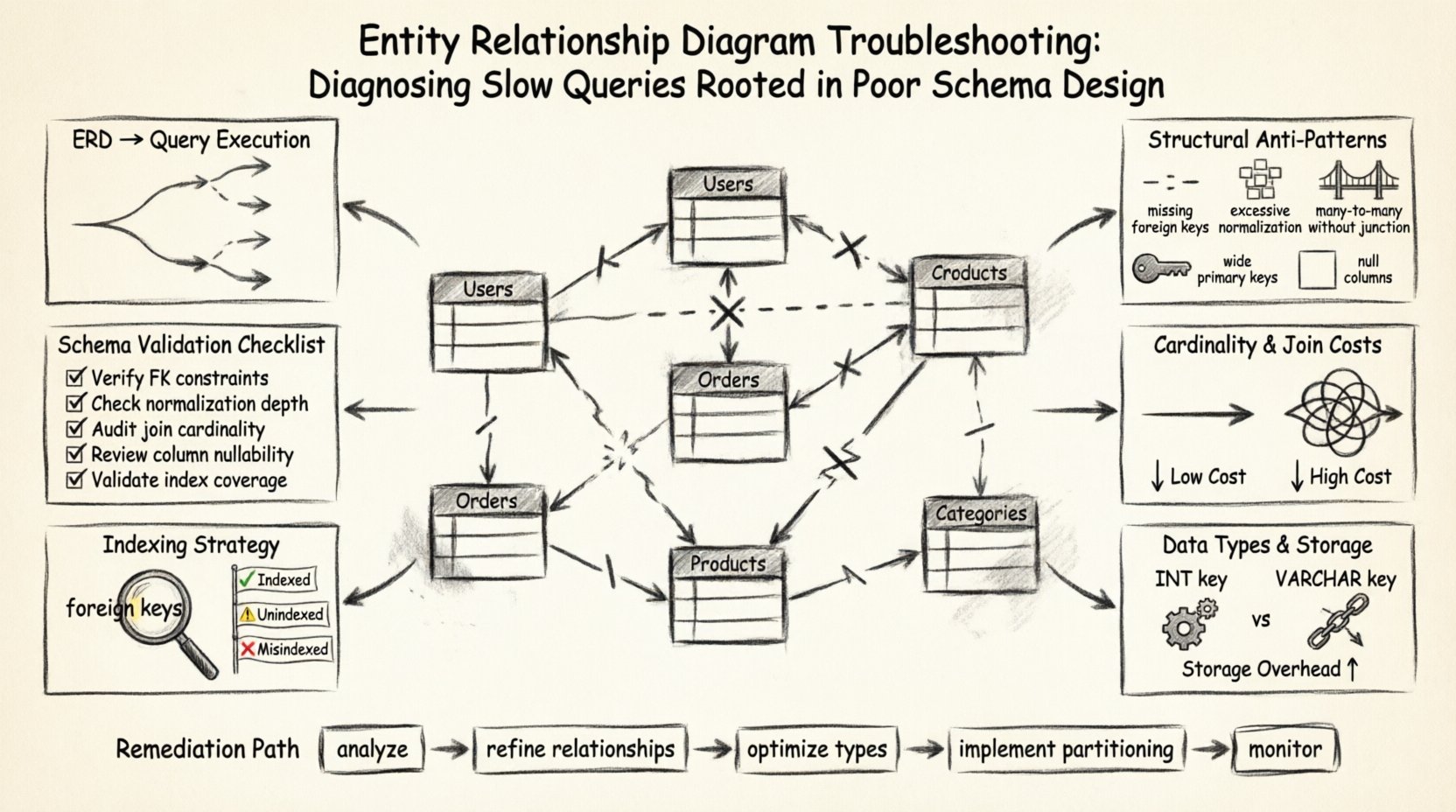 Entity Relationship Diagram Troubleshooting: Diagnosing Slow Queries Rooted in Poor Schema Design Entity Relationship Diagram Troubleshooting: Diagnosing Slow Queries Rooted in Poor Schema Design